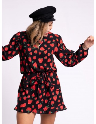 Vestido Fresas Negro Aire...