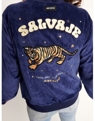 Bomber Salvaje Azul Aire Retro