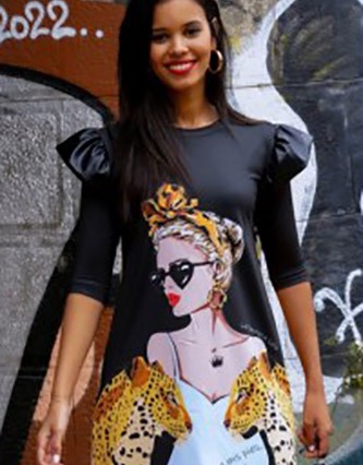 Vestido Lady Leopard Black...