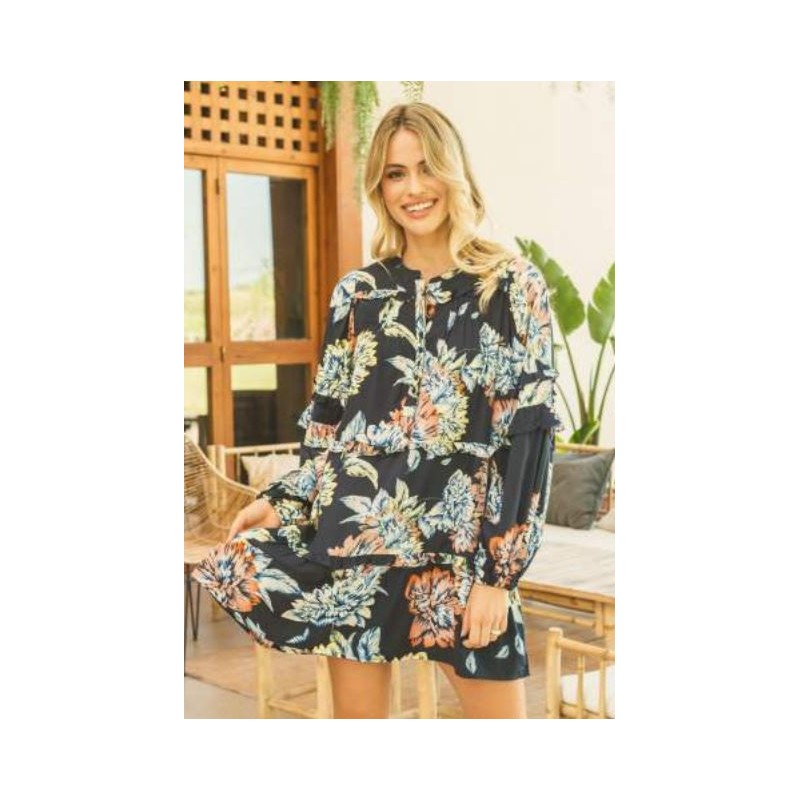 ▷ Vestido Midnight Bloom Navy Monroe Jaase| Sopotey