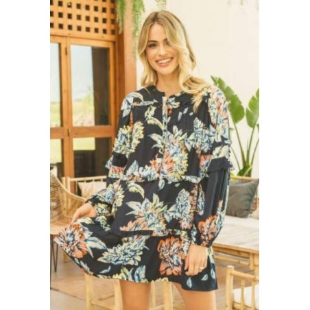 ▷ Vestido Midnight Bloom Navy Monroe Jaase| Sopotey