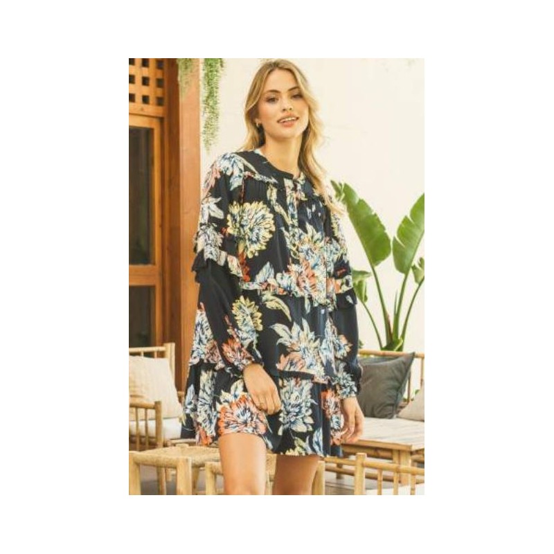 ▷ Vestido Midnight Bloom Navy Monroe Jaase| Sopotey