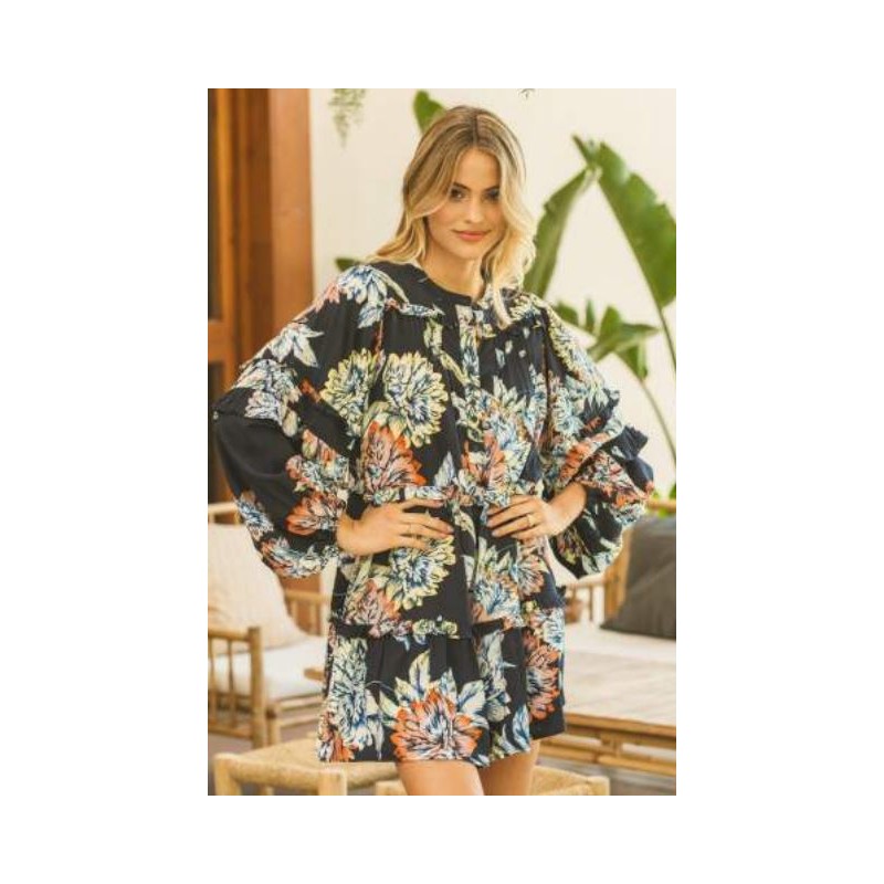 ▷ Vestido Midnight Bloom Navy Monroe Jaase| Sopotey