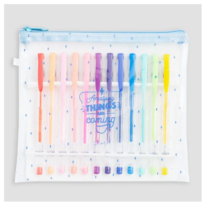 Set de 12 bolis de colores - Amazing things are coming Mr. Wonderful