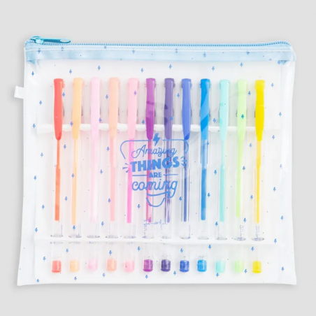 Set de 12 bolis de colores - Amazing things are coming Mr. Wonderful