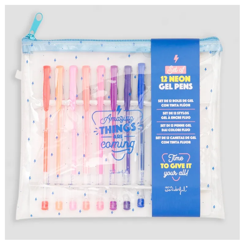 Set de 12 bolis de colores - Amazing things are coming Mr. Wonderful