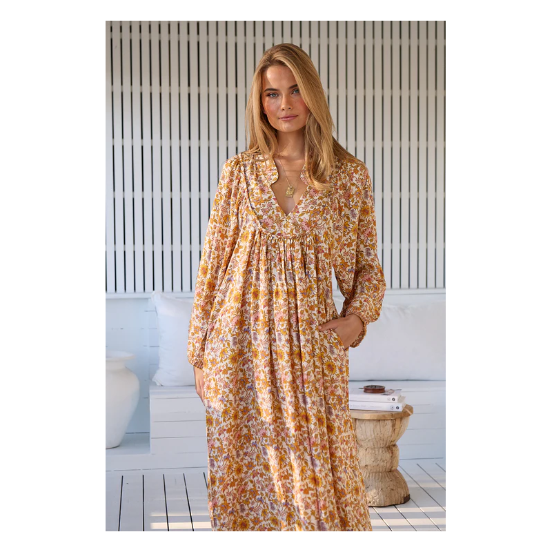 ▷ Vestido Solara Boheme Long Sleeve Midi Jaase| Sopotey