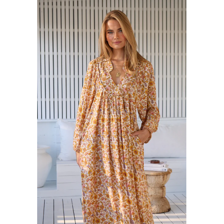 ▷ Vestido Solara Boheme Long Sleeve Midi Jaase| Sopotey