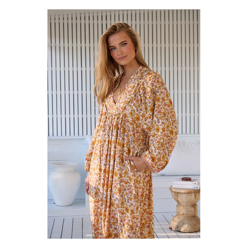 ▷ Vestido Solara Boheme Long Sleeve Midi Jaase| Sopotey