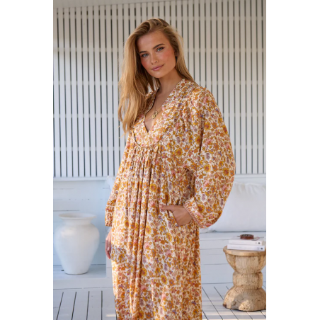 ▷ Vestido Solara Boheme Long Sleeve Midi Jaase| Sopotey
