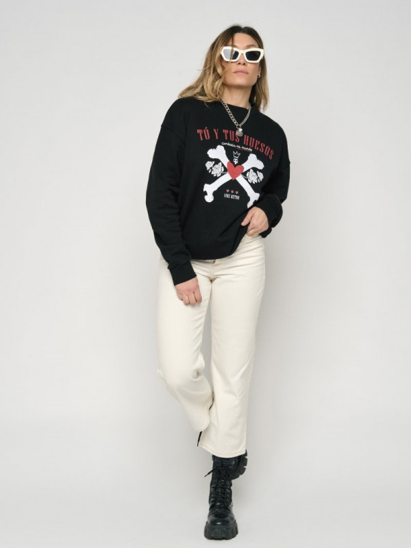 ▷ Sudadera Unisex Huesos Negra Aire Retro | Sopotey 2