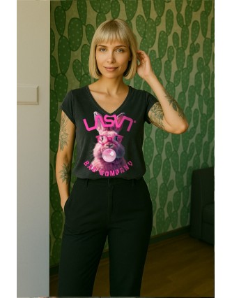 Camiseta LASAL Rabbit Negro...