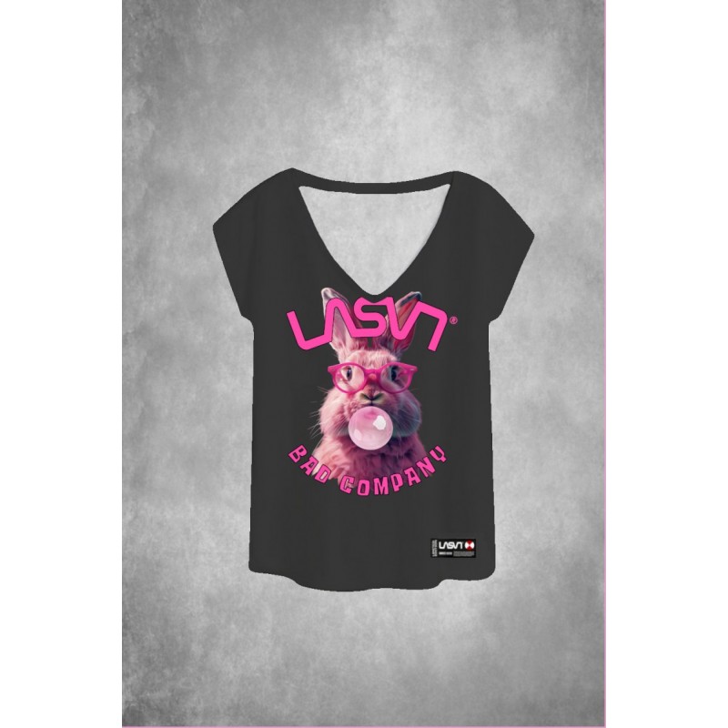 ▷ Camiseta LASAL Rabbit Negro Desgastado