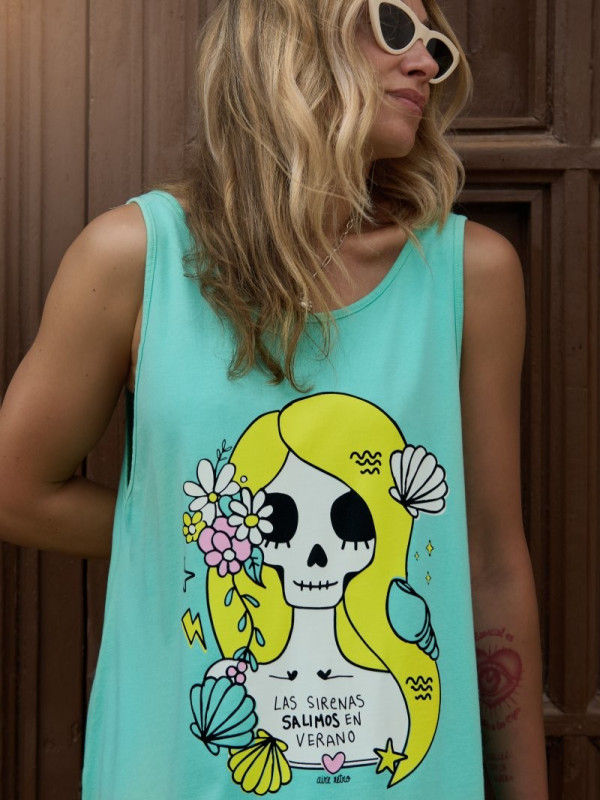 ▷ Comprar vestido Skater Sirena Turquesa Aire Retro | Sopotey Woman. 2