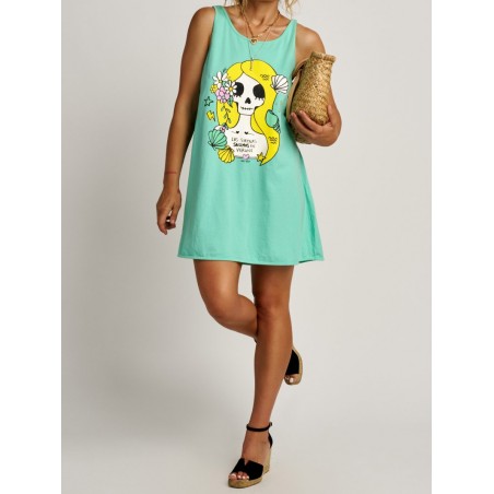 ▷ Comprar vestido Skater Sirena Turquesa Aire Retro | Sopotey Woman.