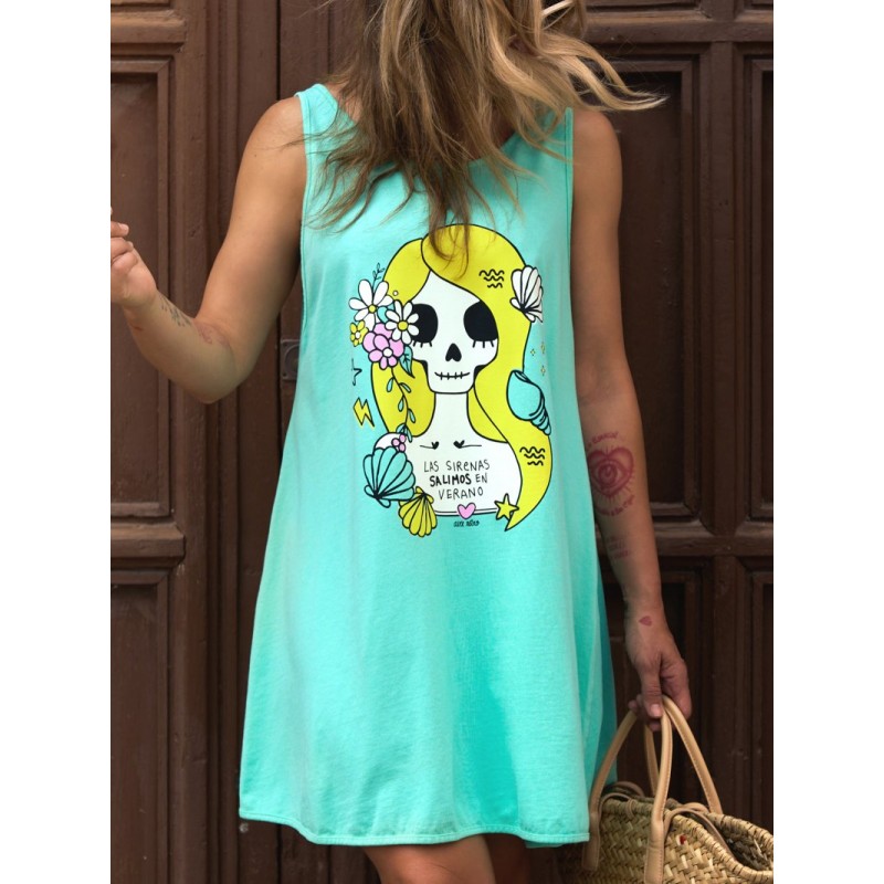 ▷ Comprar vestido Skater Sirena Turquesa Aire Retro | Sopotey Woman.