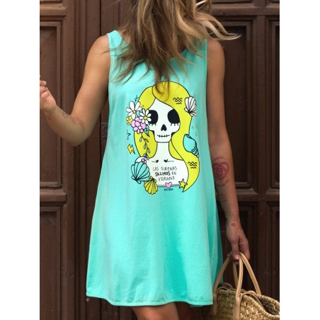 ▷ Comprar vestido Skater Sirena Turquesa Aire Retro | Sopotey Woman.
