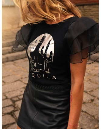 Cami Tequila Organza Negra...