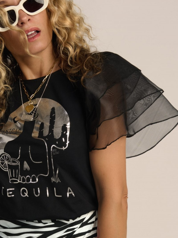 ▷ Cami Tequila Organza Negra Aire Retro | Sopotey 2