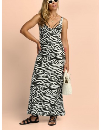 Vestido Largo Cebra Aire Retro