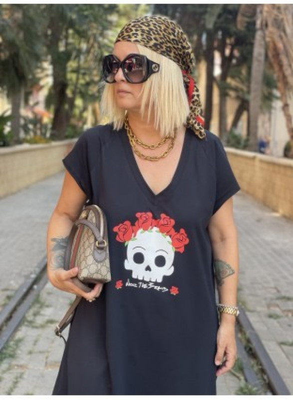 ▷ Vestido Over Flower Skull Noc the Brand| Sopotey 2