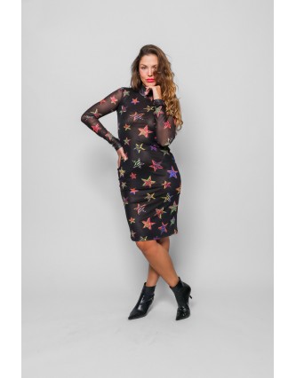 Vestido Tubo de Tul Cuello...