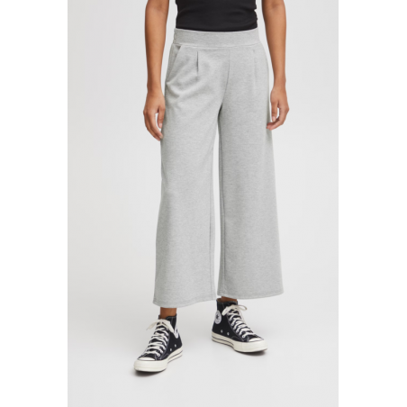 Pantalon Kate Ancho Tobillero Grey Melange ICHI