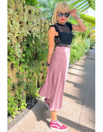 Falda Satinada Midi LASAL...