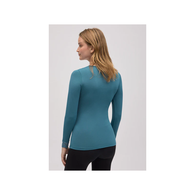 Camiseta térmica encaje manga larga mineral green