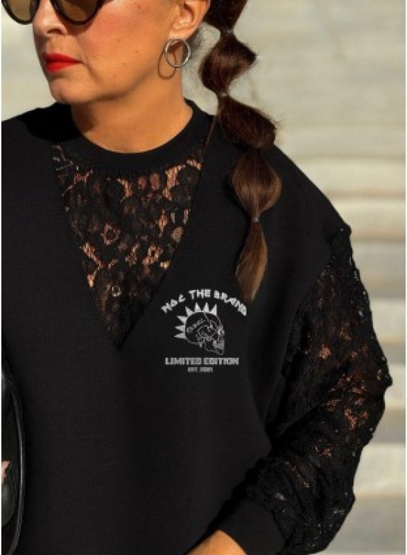 ▷ Sudadera  Lace Rebel Negra Noc the Brand| Sopotey 2