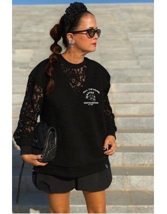 Sudadera Lace Rebel Negra...