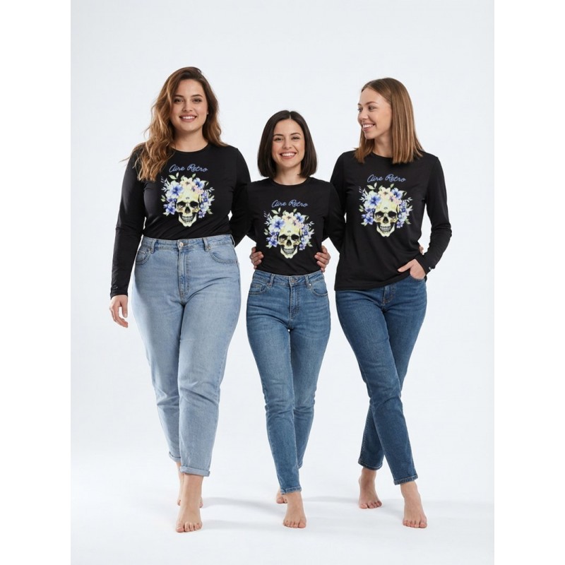 ▷ Camiseta Lady Violet Negra Aire Retro | Sopotey