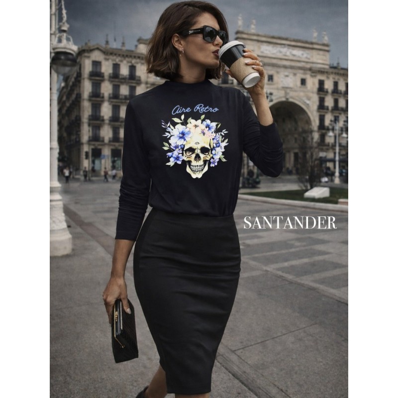 ▷ Camiseta Lady Violet Negra Aire Retro | Sopotey