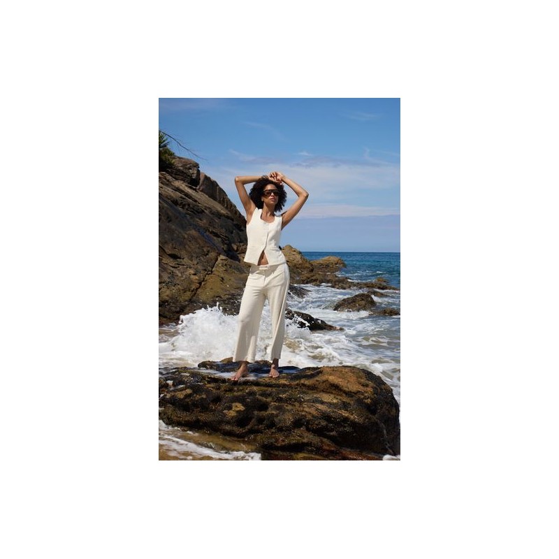 Pantalon Kate Ancho Tobillero Almond Milk ICHI