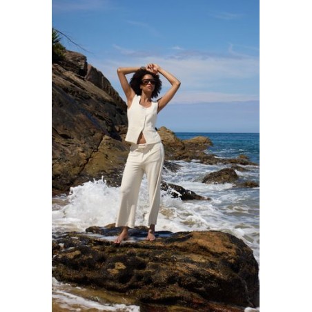 Pantalon Kate Ancho Tobillero Almond Milk ICHI