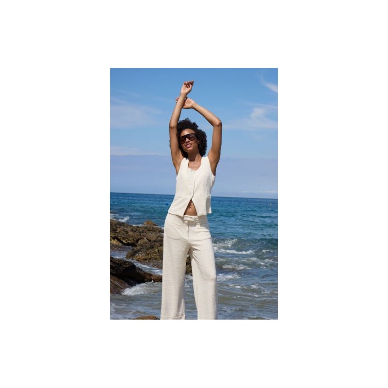 Pantalon Kate Ancho Tobillero Almond Milk ICHI