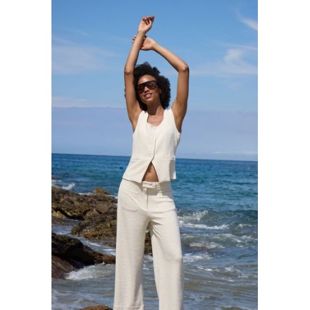 Pantalon Kate Ancho Tobillero Almond Milk ICHI