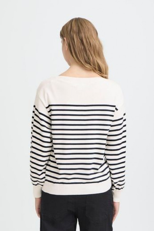 Jersey Luls Boat Neck Solid + White Stripe ICHI 2