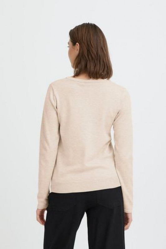 Jersey Luls V-Neck Oatmeal Melange ICHI 2