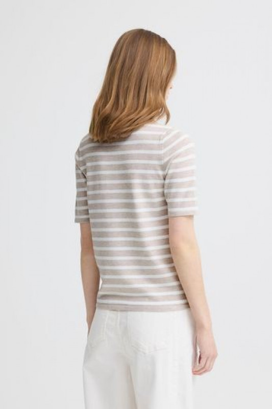Jersey Luls O-Neck Small Oatmeal White Stripe ICHI 2