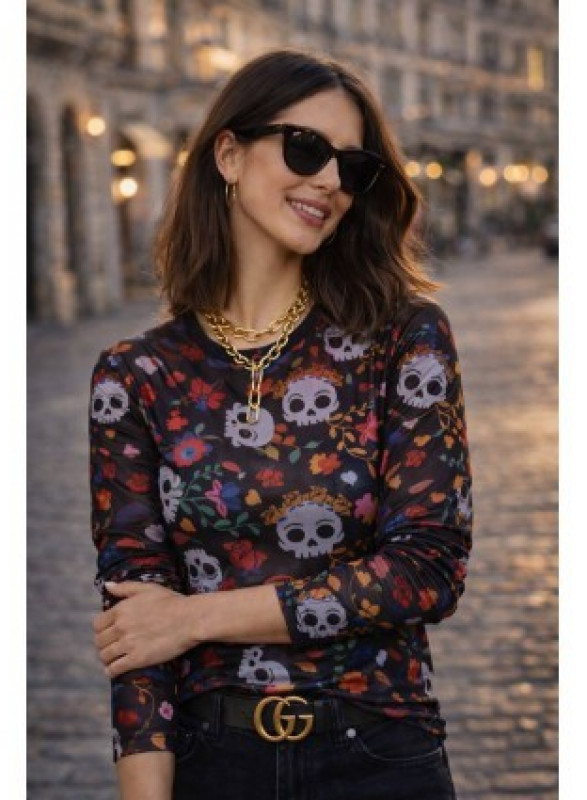 ▷  Cami Tul Skull Flower Noc the Brand| Sopotey 2