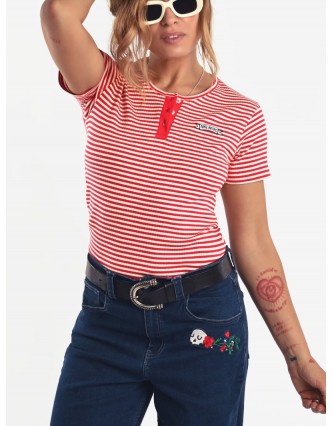 Cami Rayas Roja Aire Retro