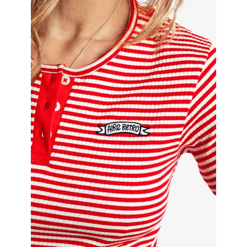 ▷ Cami Rayas Roja  Aire Retro | Sopotey