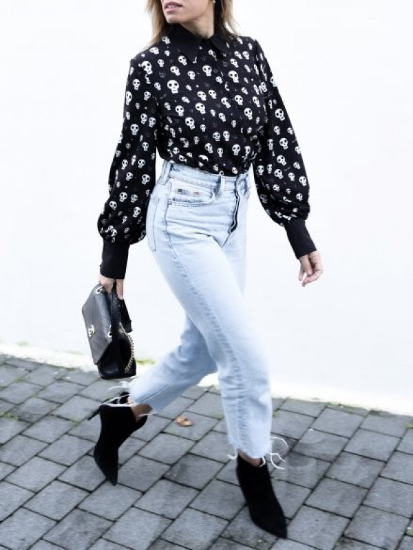 ▷ Camisa Calaveras Negra Aire Retro | Sopotey 2