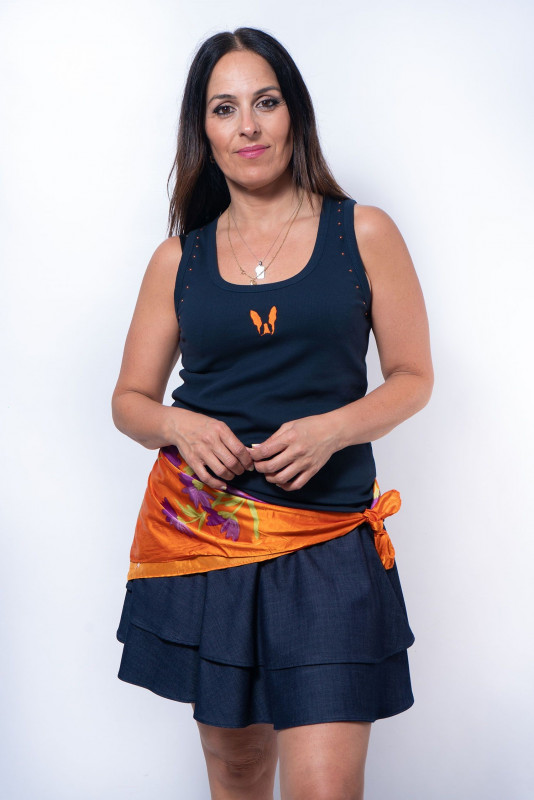 Camiseta El Sueño de Lola Lola Basic Marine / Orange – Sopotey Woman. 2