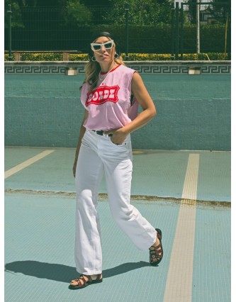 Cami Chica Borde Rosa Aire...