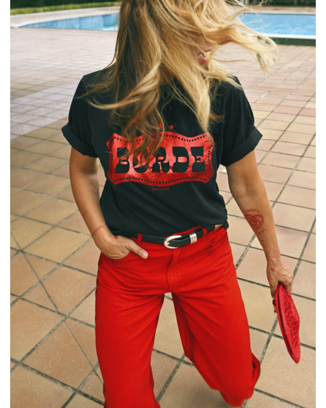 ▷ Cami Chica Borde Negro Aire Retro | Sopotey