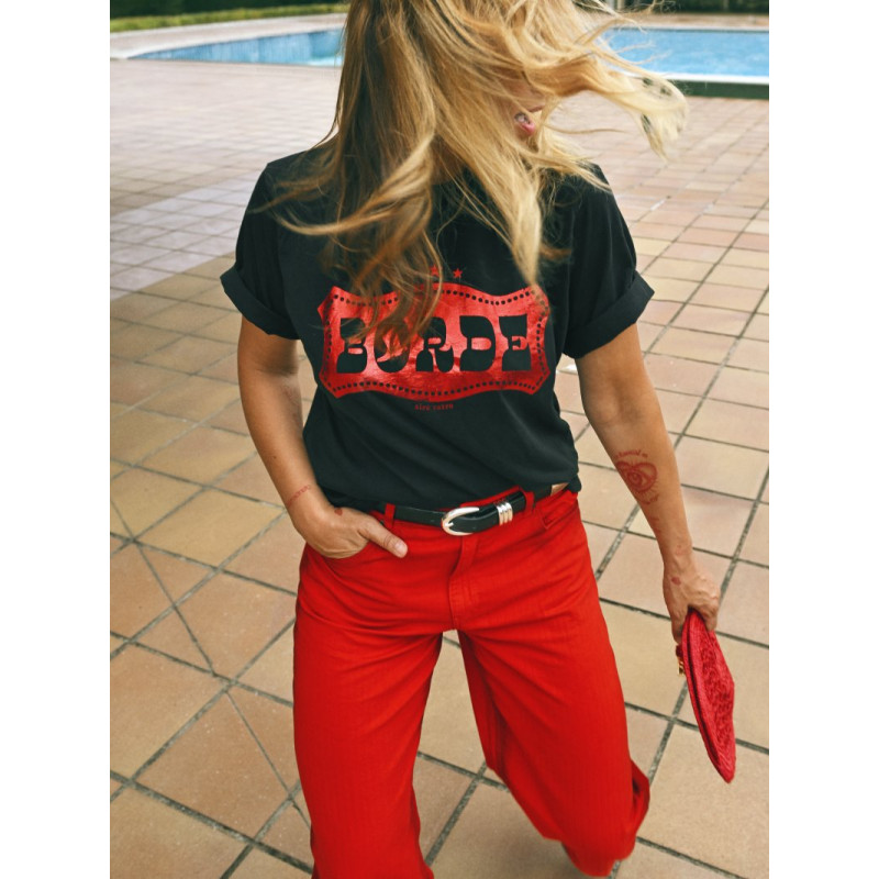 ▷ Cami Chica Borde Negro Aire Retro | Sopotey
