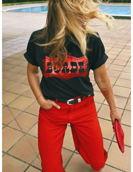 ▷ Cami Chica Borde Negro Aire Retro | Sopotey