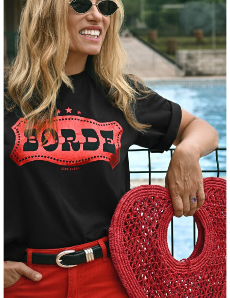 ▷ Cami Chica Borde Negro Aire Retro | Sopotey